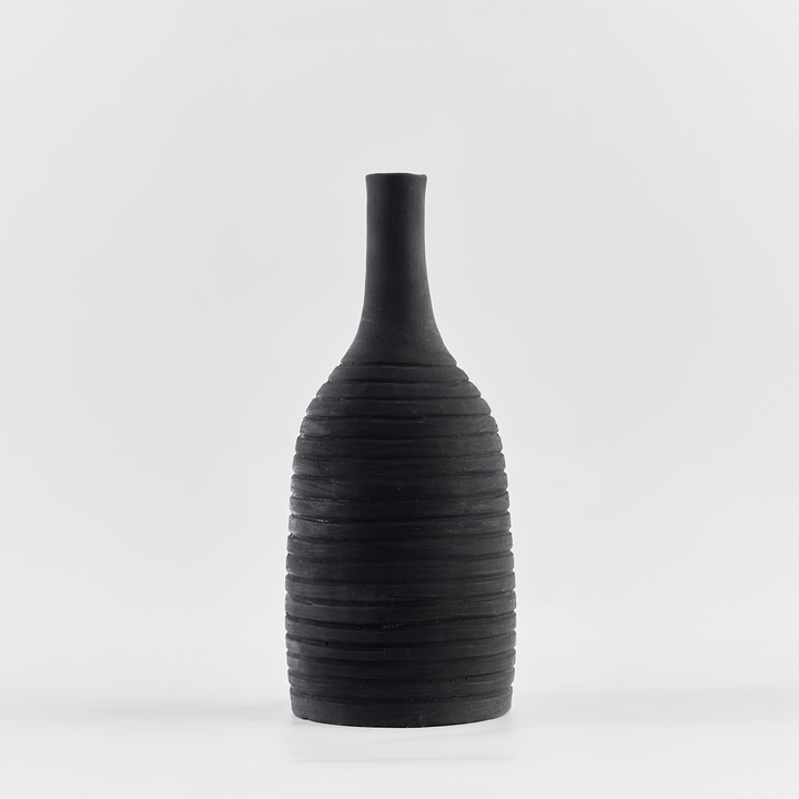 "Black Swirl" - Pottery Vase