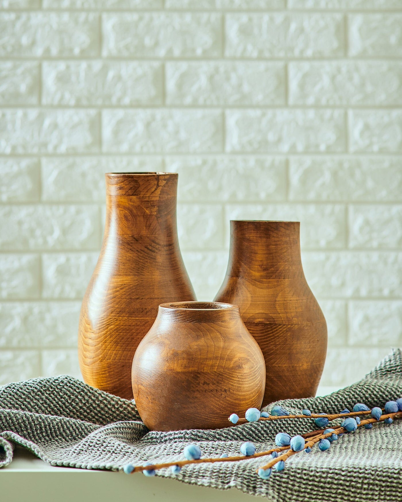 "Olla" Set of 3 - Wooden Vases