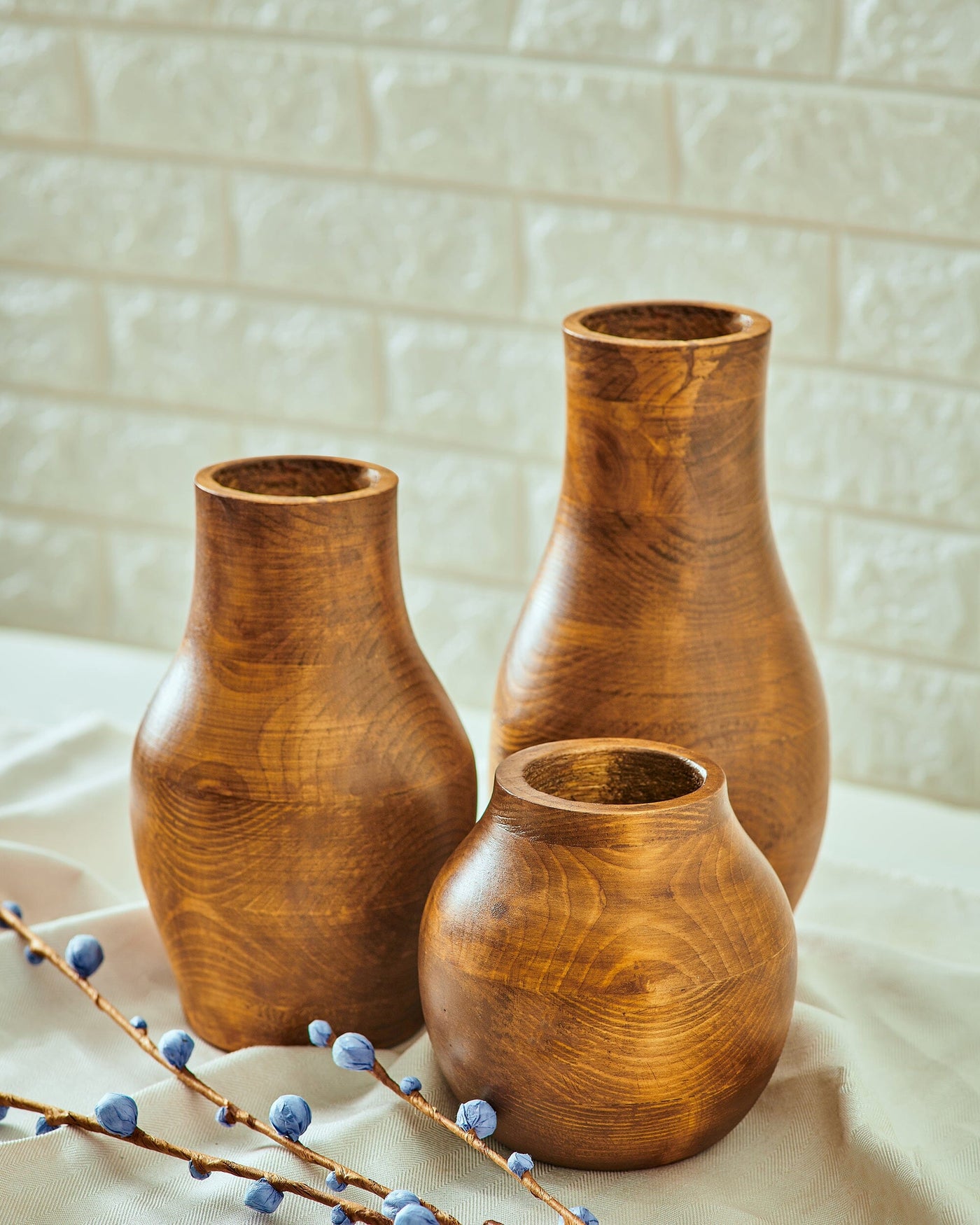 "Olla" Set of 3 - Wooden Vases